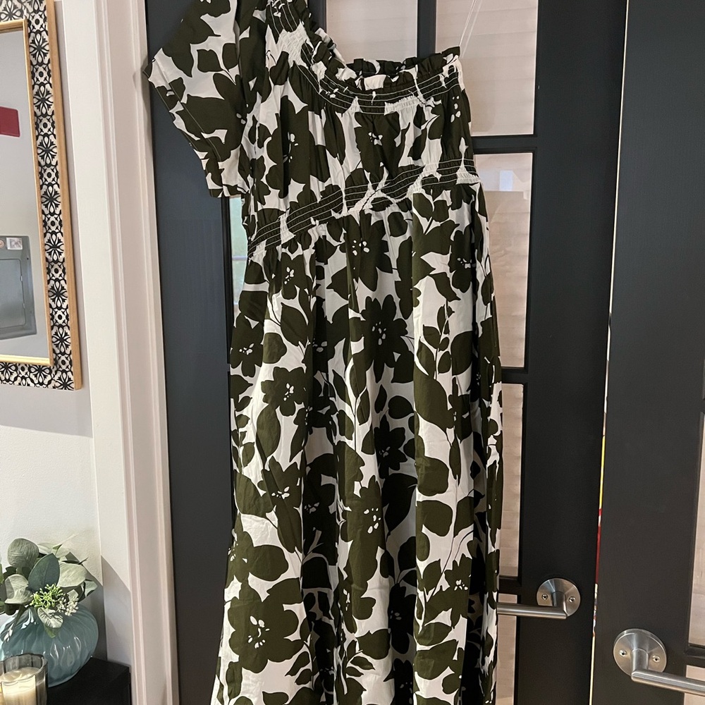 As new, Floral One-Shoulder Dress by J Crew, size XXL